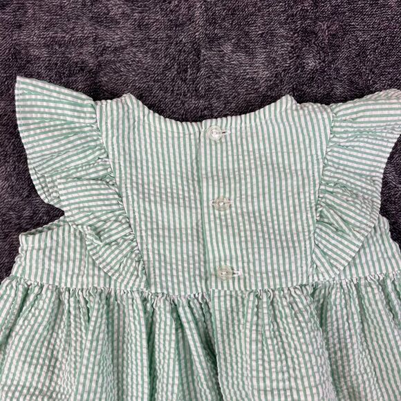 Vtg B.T. Kids Seersucker Striped Dress Embroidered Girls 2T Ruffle Floral *Read - Picture 9 of 9